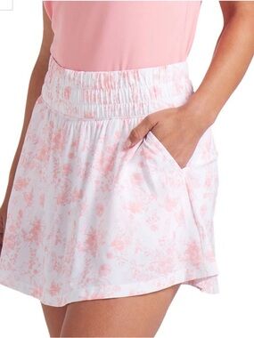 NWT PUMA Golf Skort  Women's 16" Sandy Printed Pockets Sz M $75 Pink Fruit UPF